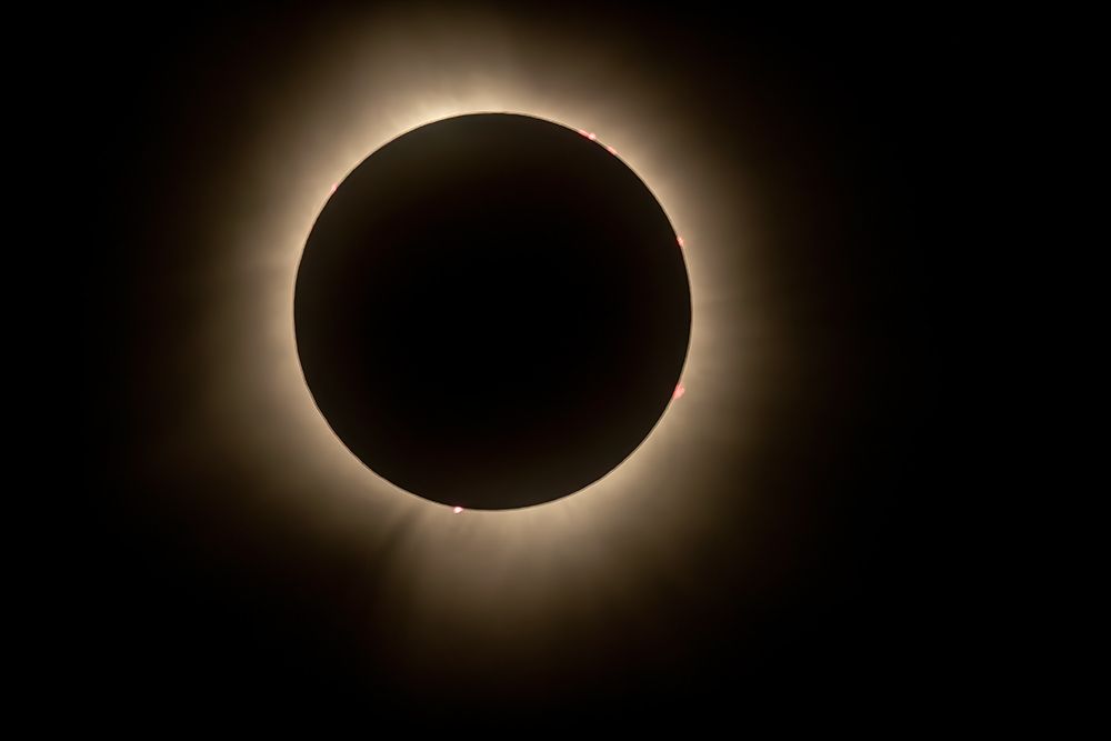 Total eclipse of the sun in 2024 from Celina, Ohio, USA.